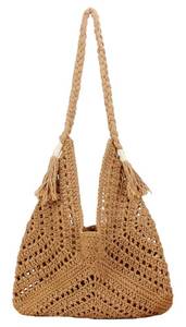 lot 2114 image: Hzxsny Boho Straw Bags for Women Large Woven Tote Bag Straw Beach Bag Shoulder Bags Purse Handbags Summer Straw Hobo Bag