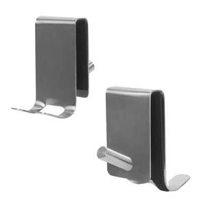 lot 2127 image: Lannitan 2-PCS Over Shower Door Towel Hooks for Frameless Glass, Stainless Steel Double-Sided Non-Slip Towel Hooks for Towels, Razor, Robes, Bath Towels, Bathroom Glass Door Towel Holder (2, Silver)