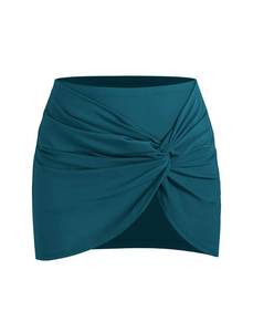 lot 2146 image: ZAFUL Womens Swim Skirt Twist Bathing Suit Skirt with Build-in Brief Mid Rise Swimsuit Bottom Skort Green S