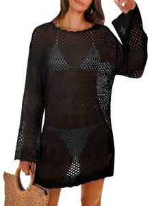 lot 2149 image: MixShe Beach Vacation Clothes for Women 2025 Fashion Cover up Summer Dresses Crochet Swim Suits Womens Bathing Outfits Black XX-Large