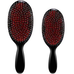 lot 2159 image: Geiserailie Hair Brushes, 2 Pieces Boar Bristle Hair Brushes with Nylon Quill, Natural Bristles Hair Extensions for Women, Men and Kids, Promotes Smooth and Healthy Hair Growth