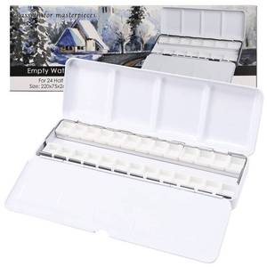 lot 2165 image: MYARTOOL Empty Watercolor Palette, Colorful Empty Watercolor Tin Palette Paint Case with 24 PCS Empty Half Pans for DIY Travel Watercolor Palette, Acrylic and Oil Painting