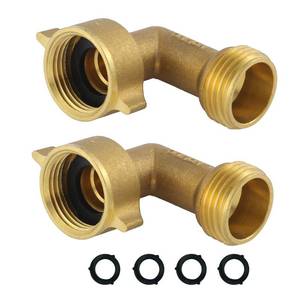 lot 2166 image: HQMPC Garden Hose Elbow Connector 90 Degree Brass Hose Elbow (2Pcs) Extra 4 Pressure Washers