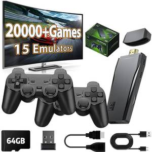 lot 2172 image: ZeroStory Upgrade Wireless Retro Game Console Stick, Retro Video Game Console Stick Built in 20000 Games with 15 Emulators, 4K HDMI Output with 2 2.4G Wireless Controllers (Memory Card 64 GB)