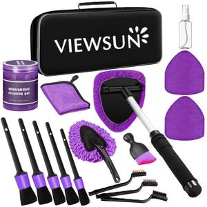 lot 2342 image: Viewsun Windshield Cleaner Tool, 17Pcs Purple Car Interior Cleaning Kit, Detailing Kit Cleaner, Detailing Brush, Cleaning Gel, Inside Cleaning Supplies Accessories for Trucks, SUVs, RVs Window