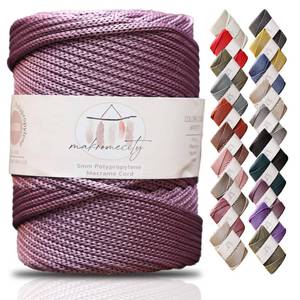lot 2347 image: Makromecity, Premium Polyester Macrame Cord 5mm x 104 yards (311 feet) 5mm Polypropylene Macrame Cord Crochet Macrame Bag Cord Crafts for Wall Hangings, Bags, Underplate, Rug (Plum)