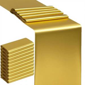 lot 2359 image: SINSSOWL 10 Pack Gold Table Runners 12 X 108 Inches Wedding Satin Table Runner for Party Birthday Banquet Bridal Shower Baby Shower Engagement Table Decorations - Gold