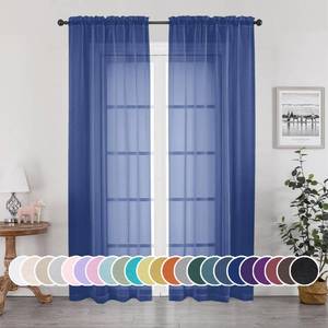 lot 2373 image: OWENIE Sheer Curtains 84 Inches Long 2 Panels Set for Bedroom Living Room, Light Filtering Voile Blue Sheer Curtains, Airy Rod Pocket Farmhouse Curtains, Royal Blue, Each 42Wx84L inch