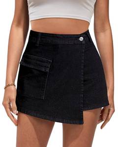 lot 2384 image: luvamia Denim Skirt Summer Skorts for Women Black Mini Skort Mini Skorts Skirts for Women Beach Outfits Washed Black Large Fits Size 12 Size 14