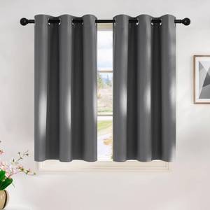 lot 12355 image: NICETOWN Grey Kitchen Blackout Short Curtain Panels for Bedroom, 45 Inch Long Thermal Insulated Grommet Top Blackout Draperies and Drapes (2 Panels, W42 x L45 -Inch, Grey)