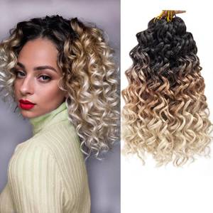 lot 12368 image: YXCHERISHAIR 8 Packs Curly Crochet Hair GoGo Curl Crochet hair for Women Deep Wave Braiding hair,Synthetic Bohemian Crochett Braid Water Wave Crochett hair Extensions(1B27613, 12inch)