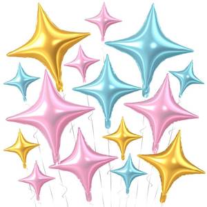 lot 12371 image: Pink Blue Gold Star Balloons,15Pcs Light Pink Blue Gold Star Foil Balloon,261810 Inch Quadrangle Helium Balloons for Graduation Wedding Birthday Anniversary Baby Shower Party Decorations