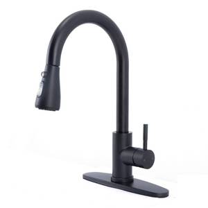 lot 12394 image: Ufaucet Black Kitchen Faucets with Pull Down Sprayer, Matte Black High Arc RV Laundry Bar Commercial Sink Faucet, 1 or 3 Hole Stainless Steel Single Handle Faucets for Kitchen Sink with Deck Plate