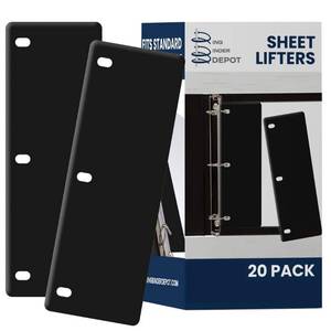 lot 12397 image: Durable Sheet Lifters, Durable Easy Flow, 11 x 3, Lifts Sheets Over Rings and Protects Sheets from Tearing, Fit Standard 3-Ring Binders, Black (20 Pack)