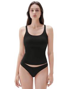 lot 12398 image: SUUKSESS Women Padded Cotton Ribbed Long Tank Tops 2025 Summer Going Out Basic Scoop Neck Cami Tops Sleeveless Casual Shirts (Black, L)