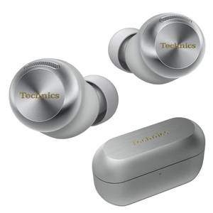 lot 12423 image: Technics Reference Class Hi-Fi Wireless Earbuds, Dolby Atmos with Head Tracking, Adaptive Noise Cancelling, 3 Device Multipoint, 10-hr Battery, Wireless Charging, Improved Fit - EAH-AZ100-S (Silver)