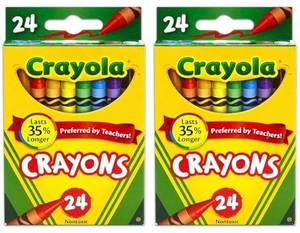lot 12433 image: Crayola 24 Count Box of Crayons Non-Toxic Color Coloring School Supplies (2 Packs)