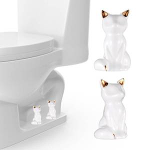 lot 12447 image: 2Pack Toilet Bolt Covers, Ceramic Toilet Bolt Caps Lovely Cate Toilets Screw Cover Caps, Fun Animals Themed Gadgets for Toilett Bolts Cover