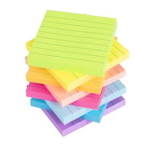 lot 12455 image: Lined Sticky Notes 3x3 in Bright Ruled Stickies Colorful Super Sticking Power Memo Pads, 82 Sheetspad, 8 PadsPack