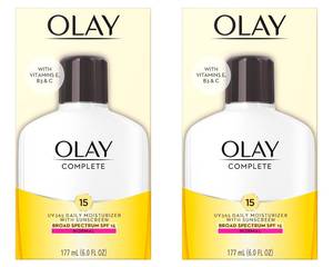 lot 12456 image: Olay Face Moisturizer, Complete with Sunscreen SPF 15, Daily Facial Lotion for Normal Skin, Lightweight Hydrating Broad Spectrum Sun Protection - Vitamin C, E, and Niacinamide - 6 Oz