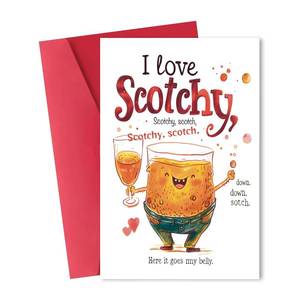lot 16135 image: ANCEPO Funny Scotch Whiskey Lover Greeting Card with Red Envelope, Humorous Drinking Theme