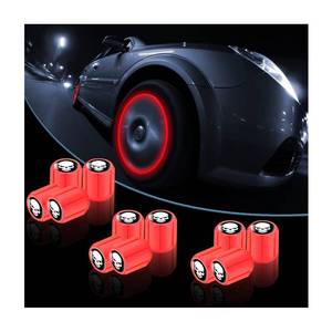 lot 16148 image: 12PCS Fluorescent Skull Car Tire Valve Stem Caps, ABS Corrosion Resistant Wheel Valve Cover, Luminous Illuminated Cap Glow in The Dark, Auto Decor Accessories for Motorcycles Bicycles (RedWhite)