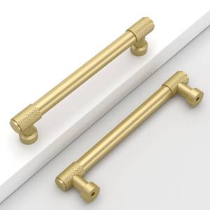 lot 16177 image: Coinkoly 10 Pack 5(128mm) Gold Cabinet Pulls Knurled Kitchen Cabinet Handles Matte Gold Drawer Pulls Cupboard Hardware for Cabinets CK0028