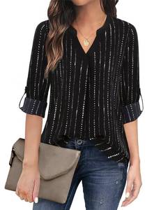 lot 16181 image: Timeson Blouses for Women Fashion 2024 Office - Blouse for Work 34 Sleeve Tunic Tops for Women Ladies V Neck Chiffon Tops Spring Fall Dress Shirts Business Casual Flowy Formal Wrinkle Free