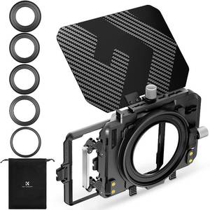 lot 16207 image: K&F Concept Matte Box, DSLR Camera Matte Box with Carbon Fiber Top Flag, with 6772778295mm Adapter Rings for 4x5.65 ND UV FilterCircular Filter