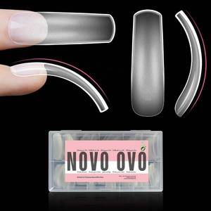 lot 16240 image: NOVO OVO XXL Curved Nail Tips Press on Full Cover, Tapered Square Gel x Extra Thick Long XL Acrylic Fake Nails Extension kit, Clear Pre-etched Soft French False Nail 12 Sizes 300pcs