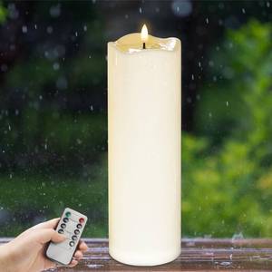 lot 17393 image: AFINETH 4 x12 Outdoor Waterproof Candles with Timer, Large Pillar Candles Battery Operated, Plastic Tall Flameless Candles for Garden Patio Porch Home Party, Ivory 1Pack
