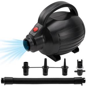 lot 17395 image: FBSPORT Air Pump for Inflatable Mat Black, Electric Air Pump 600W with 4 Nozzles, Portable and Fast Inflation AC110-120V, Suitable for Air Mat Float Dock Inflatable Beds