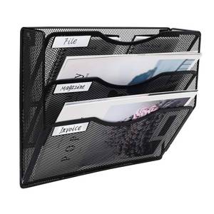 lot 17398 image: EasyPAG 3 Pocket Mesh Hanging Wall File Organizer, Easily File Managment and Classification, Space Saving Wall Mount Filing Holder for Office Home Classroom, Black