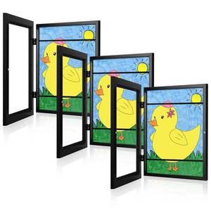 lot 17399 image: 3-Pack Kids Art Frames, 8.5x11 Front Opening Kids Artwork Frames Changeable, Black Artwork Display Storage Frame for Wall, Holds 50 Pcs, for 3D Picture, Crafts, Hanging Art, Portfolio