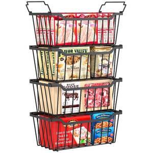 lot 17413 image: SUNALLY Freezer Organizer Bins, 4 Pack Stackable Chest Freezer Organizer for 5-7 Cu.FT Deep Freezer Sort Frozen Meats and Food, Freezer Storage Baskets with Handles Easy Reach from Bottom, Black