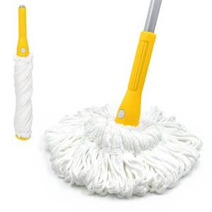 lot 17416 image: Self Wringing Mop with 2 Washable Heads, JEHONN Wet Mop for Floor Cleaning Heavy Duty, Upgraded 57.5 inches Long Handle Twist Mop for Hardwood Vinyl Tile Marble Laminate Home Office Kitchen (Yellow)