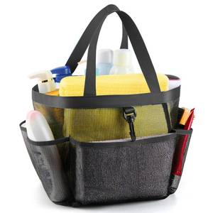 lot 17418 image: LOYEE Mesh Shower Caddy Portable for College Dorm Room Essentials with 8 Pockets, Shower Bag for Beach, Swimming, Gym, Travel, Bathroom(Black)