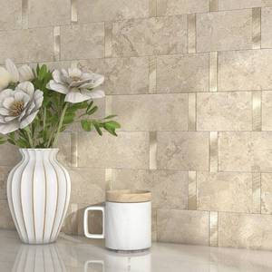 lot 17422 image: MOFIT Matte Kitchen Subway Tile Peel and Stick Backsplash Self-Adhesive Bathroom Wall Tiles Waterproof 3D Metal and Marble Mosaic Panels Heat Resistant Fireplace(Rust Beige 5Tiles)