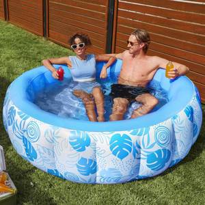 lot 17429 image: SLOOSH Inflatable Swimming Pool,5.5ft x 20 Inch Full-Sized Blow Up Durable Thickened Luxury Above Ground Family Pool with Comfortable Backrest for Summer Water Party Backyard Garden Lawn,Blue
