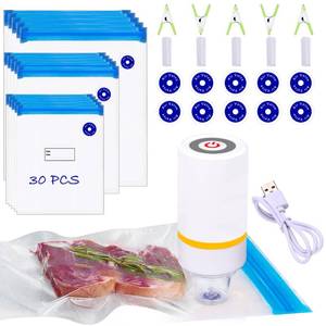 lot 17435 image: 42 PCS Sous Vide Vacuum Sealer Set - 30 Reusable Bags, 5 Clips and Sealing Clips for Anova, Joule Cookers