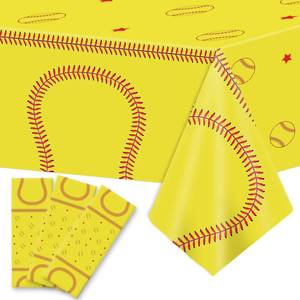 lot 18315 image: Wiooffen 3pcs Softball Party Supplies Decors for Girls Plastic Tablecloth Table Covers Softball Theme Birthday Party Disposable Table Decorations Girls Party Favors
