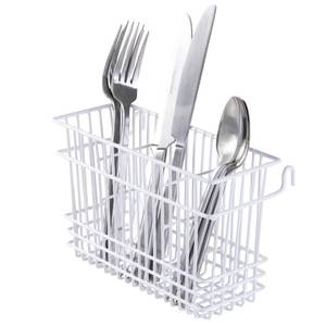 lot 18341 image: Kitchen Details Cutlery Basket  Hanging  Attach to Standard Dish Drying Rack  Utensil Caddy  Vinyl Coated  3 Compartment  White