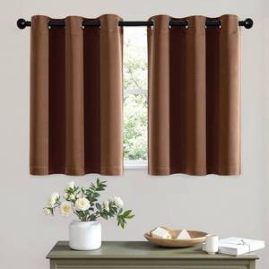 lot 18344 image: MIULEE Short Curtains for Windows - Mocha Brown Blackout Half Window Curtains Thermal Insulated Privacy Drapes for Kitchen Bedroom Bathroom Grommet Top Small Basement Tiers W40 x L36 Inch 2 Panels