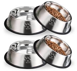lot 18360 image: Hamiledyi Stainless Steel Dog Cat Bowl with Rubber Base 4 Pack Pet Feeder and Water Bowls Stackable Non-Slip Puppy Dishes for Small Medium Animals Kitten Rabbit