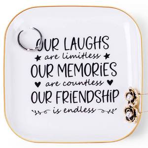 lot 18366 image: Piudee Friendship Gifts for Women Best Friend Jewelry Dish, Our Laughs are Limitless, Our Memories are Countless, Our Friendship is Endless Unique Gifts for Women, Female Friend Birthday Christmas