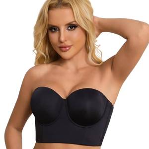 lot 20131 image: linliasor Plus Size Corset Bra Strapless Shapewear for Women Hide Back Fat Full Coverage Bras (Black,38DD)