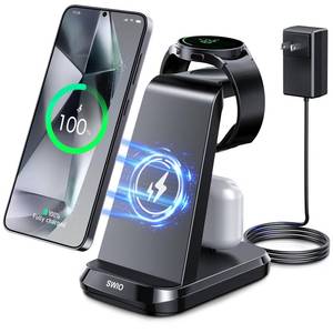 lot 20158 image: Wireless Charger for Samsung Phones Watch Earbuds(Not for Z Flip & A Serie-Phone),SWIO 3 in 1 Charging Station for Galaxy Watch 7Ultra6543,S25 S24 S23 S22 S21 S20Note 20 10Z Fold 4 3,Buds2Pro