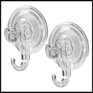 lot 12373 image: 2-Piece Reusable Suction Cup Hooks Set