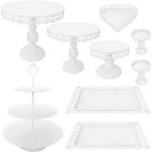 lot 5336 image: JALANCY 9-Piece White Cake Stand Set