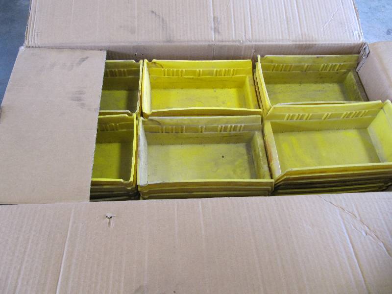 lot 707 image: Large Lot of 78 Yellow Plastic Parts Containers 10 12 X 6 12